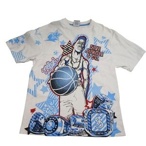 5ive Jungle Mens 2XL Graphic T-Shirt White Basketball Championship Rings Y2K Tee